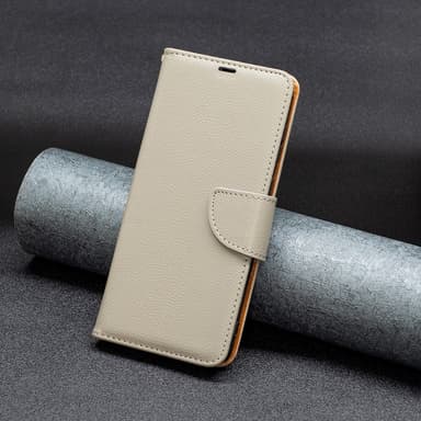 SKALO Samsung S24 Litchi Flip Cover - Grå