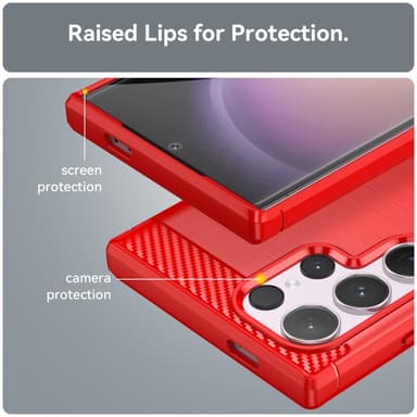 SKALO Samsung S24 Ultra Armor Carbon Stødsikker TPU-cover - Rød
