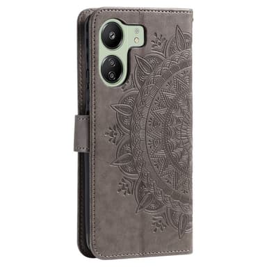 SKALO Xiaomi Redmi 13C 4G Mandala Flip Cover - Grå