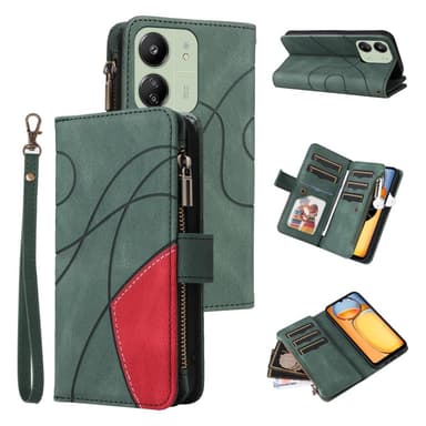 KT Wallet Case til Xiaomi Redmi 13C - Grøn-Rød