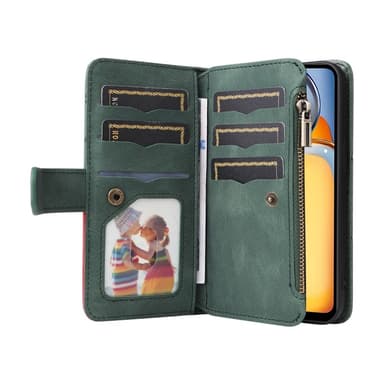 KT Wallet Case til Xiaomi Redmi 13C - Grøn-Rød