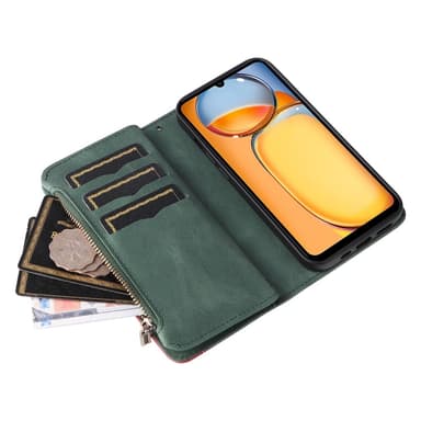 KT Wallet Case til Xiaomi Redmi 13C - Grøn-Rød