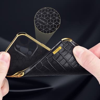 SKALO Samsung A15 4G Crocodile Guldkant Cover - Hvid