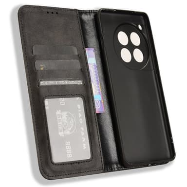 SKALO OnePlus 12R 5G Premium Pungetui med prægning - Sort