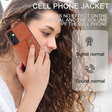 SKALO Samsung A15 5G PU-læder Cover med Pung - Brun