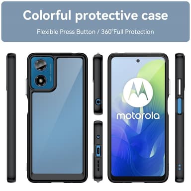 SKALO Motorola Moto G04 Stødsikker Clear Hybrid Cover - Sort