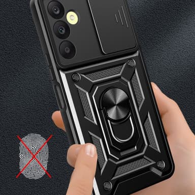 SKALO Samsung A25 5G Armor Hybrid Metal Ring Camera Slider - Sort