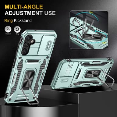 SKALO Samsung A15 4G Armor Hybrid Metal Ring Camera Slider - Grøn