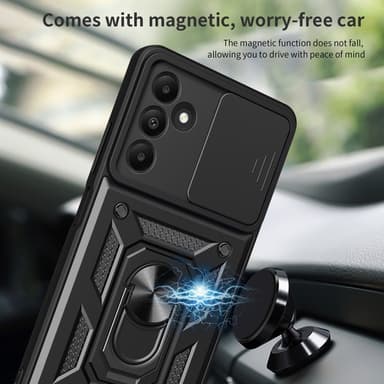 SKALO Samsung A15 4G Armor Hybrid Metal Ring Camera Slider - Rød