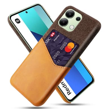 SKALO Xiaomi Redmi Note 13 4G Premium PU læder kortholder Cover - Brun