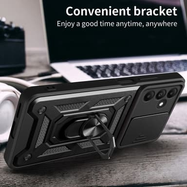 SKALO Samsung A15 4G Armor Hybrid Metal Ring Camera Slider - Rød