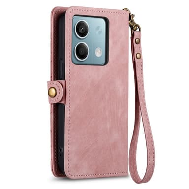 SKALO Xiaomi Redmi Note 13 5G Præget pungetui i PU-læder med lynlås - Pink