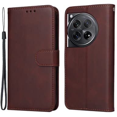 SKALO OnePlus 12 5G PU-læder Pungetui - Brun