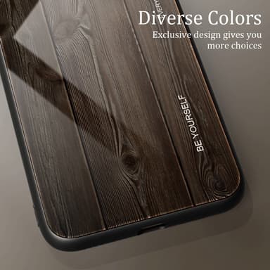 SKALO Samsung A15 5G Wood hærdet glas TPU Cover - Sort