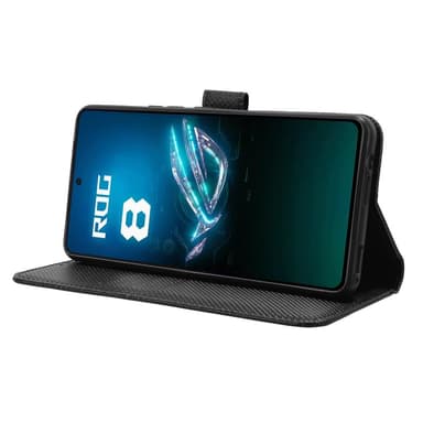 SKALO Asus ROG Phone 8 Pro 5G Premium Mini Rhombus Wallet Flip Cover - Sort