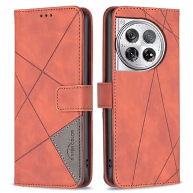 OnePlus 12 5G BINFEN COLOR Præget Flip Cover - Brun