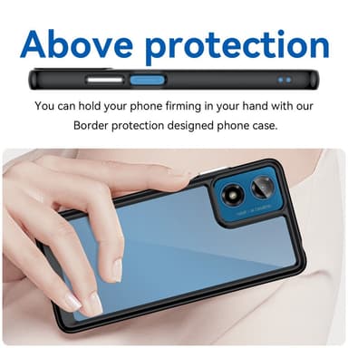 SKALO Motorola Moto G04 Stødsikker Clear Hybrid Cover - Sort