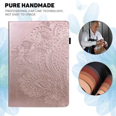 Til iPad 10.9 (2022) Tabletetui Cover Blomsterprægning - Rose Gold