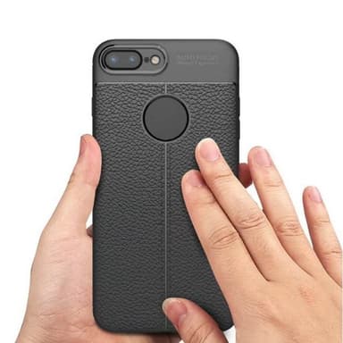 Lædermønstret silicone cover Apple iPhone 7 Plus  - sort