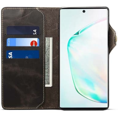 Wallet 3-kort ægte læder Samsung Galaxy Note 10 (SM-N970F)  - sort