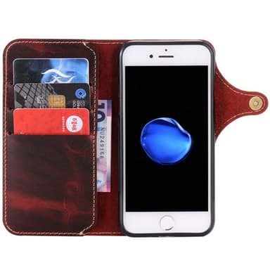 Wallet 3-kort ægte læder Apple iPhone 7/8  - sort