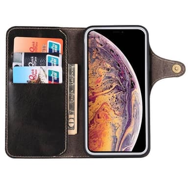 Wallet 3-kort ægte læder Apple iPhone 12 Pro Max (6.7")  - sort