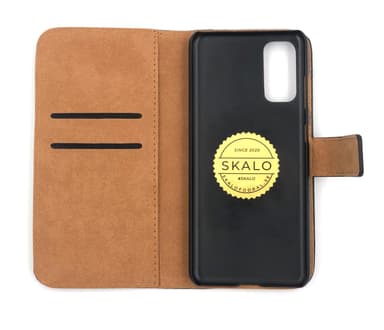 SKALO Samsung S20 Flip Cover m. Pung i Ægte Læder - Hvid