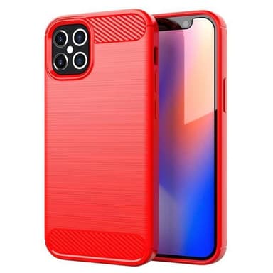 SKALO iPhone 12 Armor Carbon Stødsikker TPU-cover - Rød