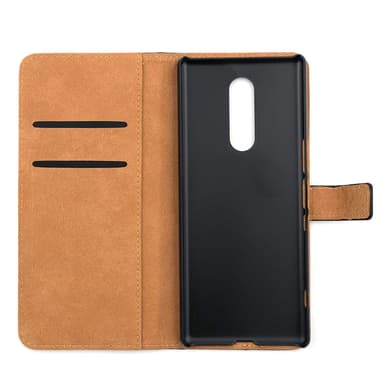 SKALO Sony Xperia 1 Flip Cover m. Pung i Ægte Læder - Hvid