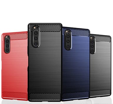 SKALO Sony Xperia 5 Armor Carbon Stødsikker TPU-cover - Rød