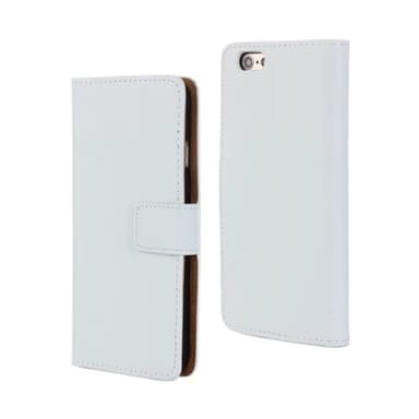 SKALO iPhone 6/6S Flip Cover m. Pung i Ægte Læder - Hvid