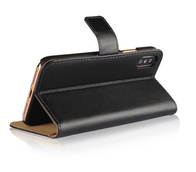 SKALO iPhone X/XS Flip Cover m. Pung i Ægte Læder - Hvid
