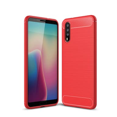 SKALO Huawei P20 Armor Carbon Stødsikker TPU-cover - Rød