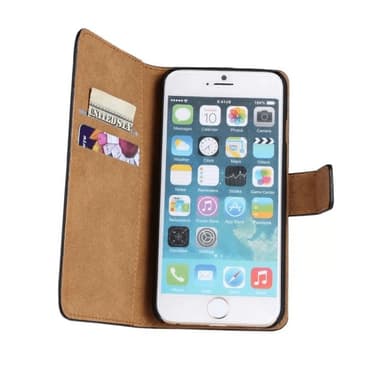 SKALO iPhone 6/6S Flip Cover m. Pung i Ægte Læder - Hvid