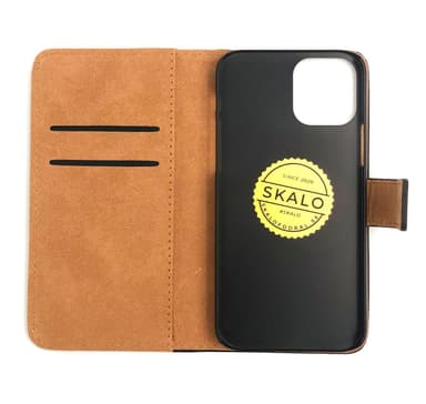 SKALO iPhone 12 Pro Max Flip Cover m. Pung i Ægte Læder - Sort
