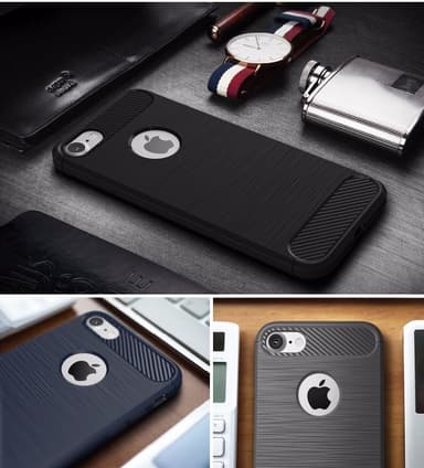 SKALO iPhone 7/8 Armor Carbon Stødsikker TPU-cover - Sort
