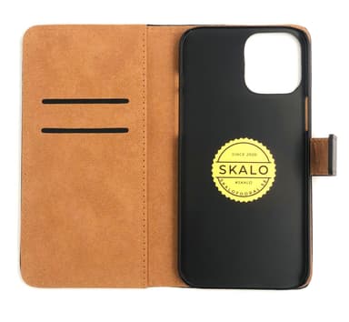 SKALO iPhone 12 Pro Max Flip Cover m. Pung i Ægte Læder - Hvid