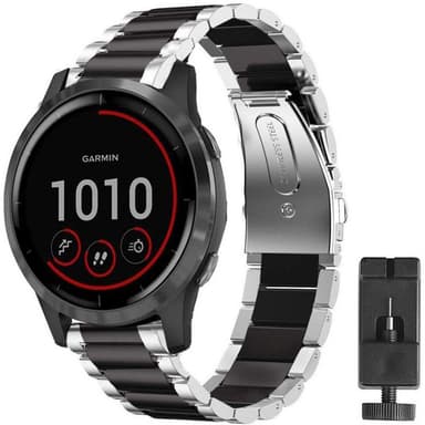 Rustfrit stål armbånd GARMIN VivoActive 4S - Sv / sølv