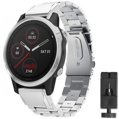 Rustfrit stål armbånd Garmin Fenix 6S - sølv