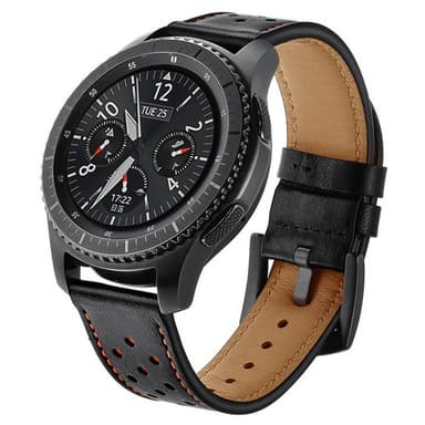 Læderarmbånd Samsung Gear S3 Frontier / Classic (sort)