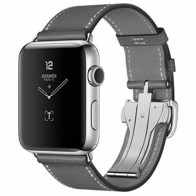 Apple Watch 38mm læderarmbånd med sommerfuglås  - sort