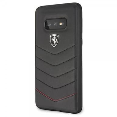 Ferrari Samsung Galaxy S10E Skal Svarta Stygn Ferrari Logo Äkta Läder Svart