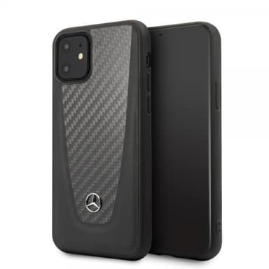 Mercedes Benz iPhone 11 Cover Kulfibertekstur Sort
