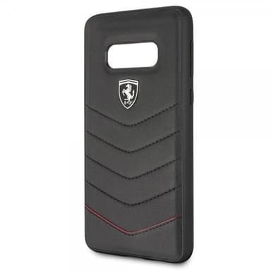 Ferrari Samsung Galaxy S10E Skal Svarta Stygn Ferrari Logo Äkta Läder Svart