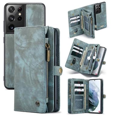 Multi-Wallet CaseMe 11-kort Samsung Galaxy S21 Ultra  - blå