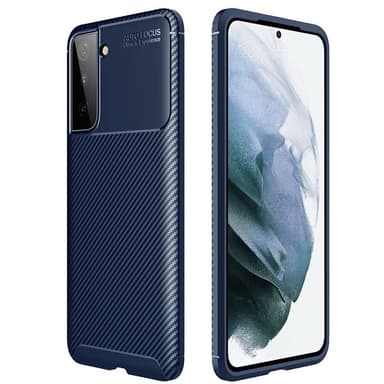 Carbon silikone cover Samsung Galaxy S21 Plus  - blå