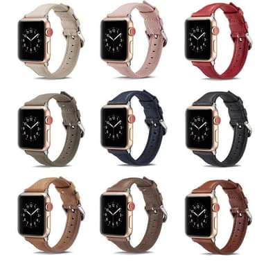 SKALO Smalt læderarmbånd Apple Watch 38/40/41mm - Sort