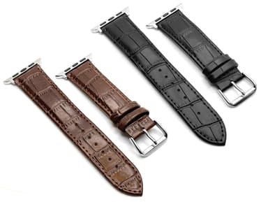 SKALO Læderarmbånd med krokodillemønster Apple Watch 38/40/41mm - Sort