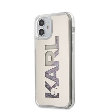 Karl Lagerfeld iPhone 12 Mini Cover Liquid Glitter Karl Sølv