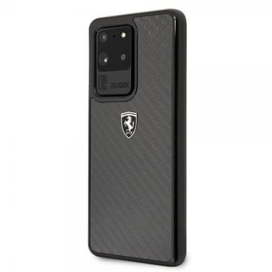 Ferrari Samsung Galaxy S20 Ultra Cover Kulfibertekstur Sort